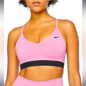 NIKE WOMENS INDY PINK & BLACK RACERBACK LIGHT SUPPORT PADDED SPORTS BRA 1X NWT